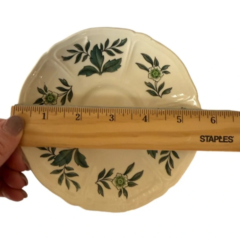 Wedgwood “Green Leaf” Teacup and Saucer Set Made in England